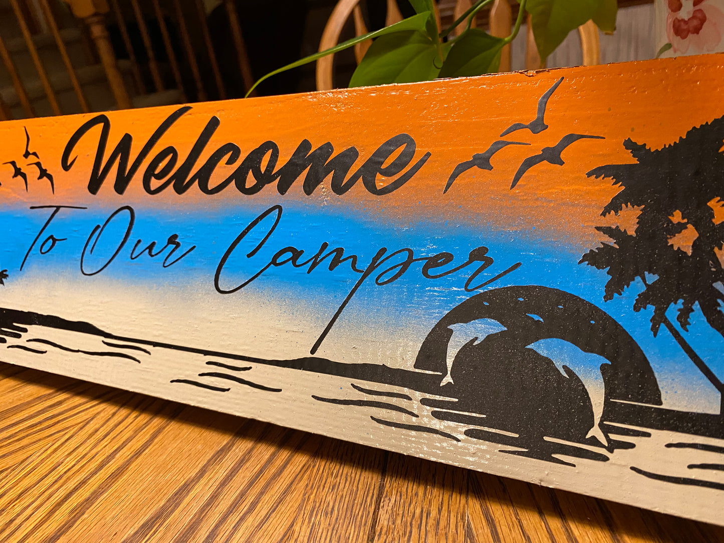 Beach welcome camper sign